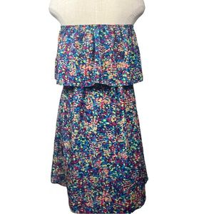 Boutique Bird Love Multi colored Dot strapless dress Size M